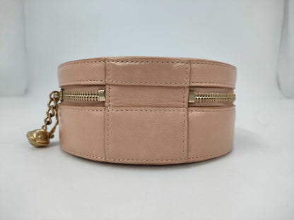 CHANEL Leather Round Shoulder Bag Pink