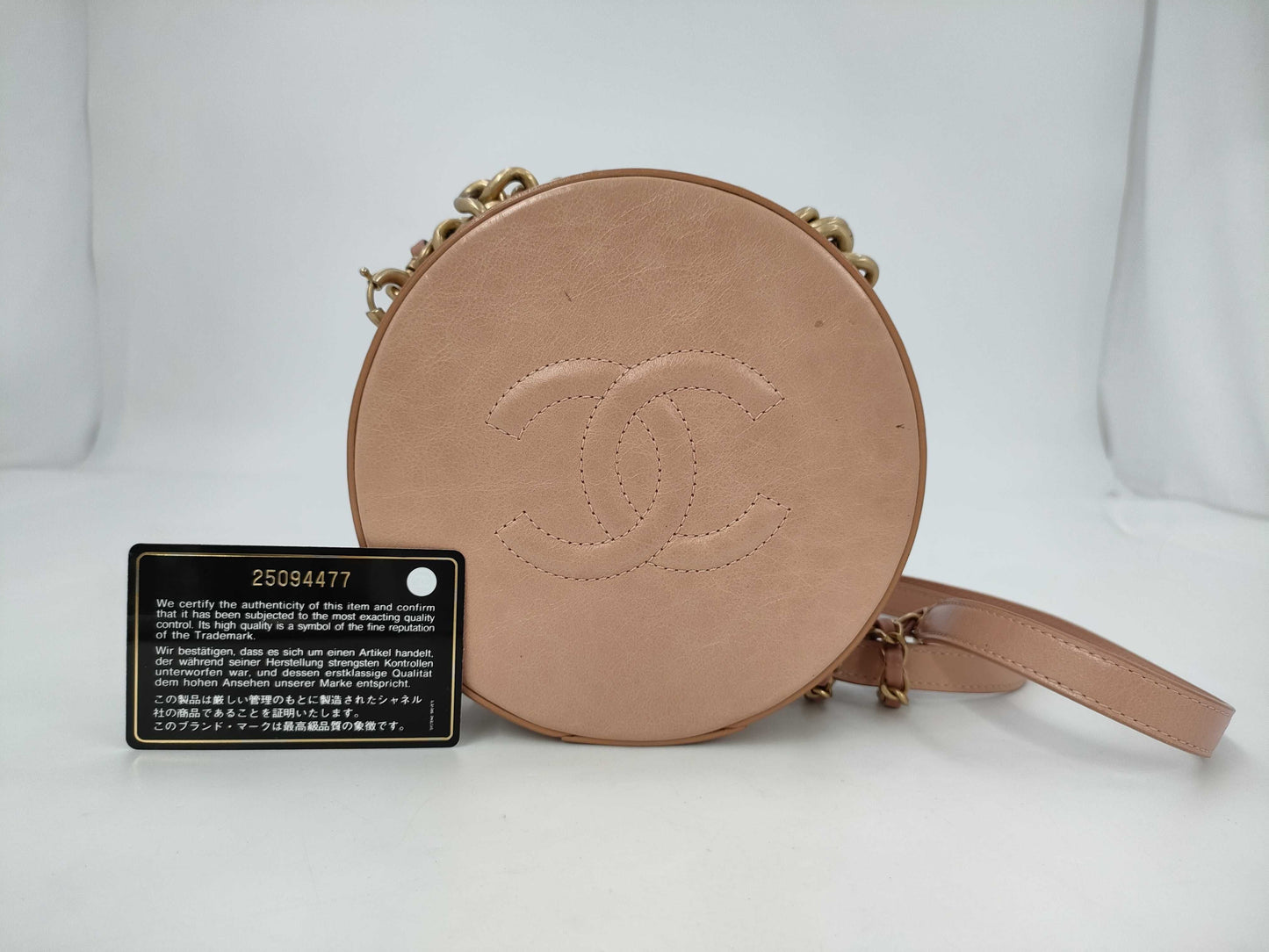CHANEL Leather Round Shoulder Bag Pink