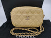 CHANEL Caviar Skin Chain Shoulder Bag Yellow