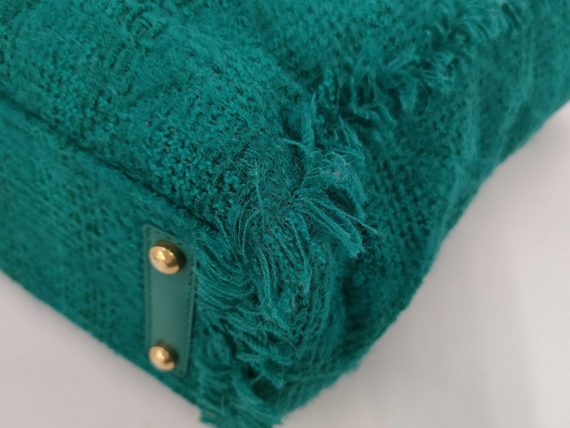 CHANEL Tweed Shopping Tote Bag, Green