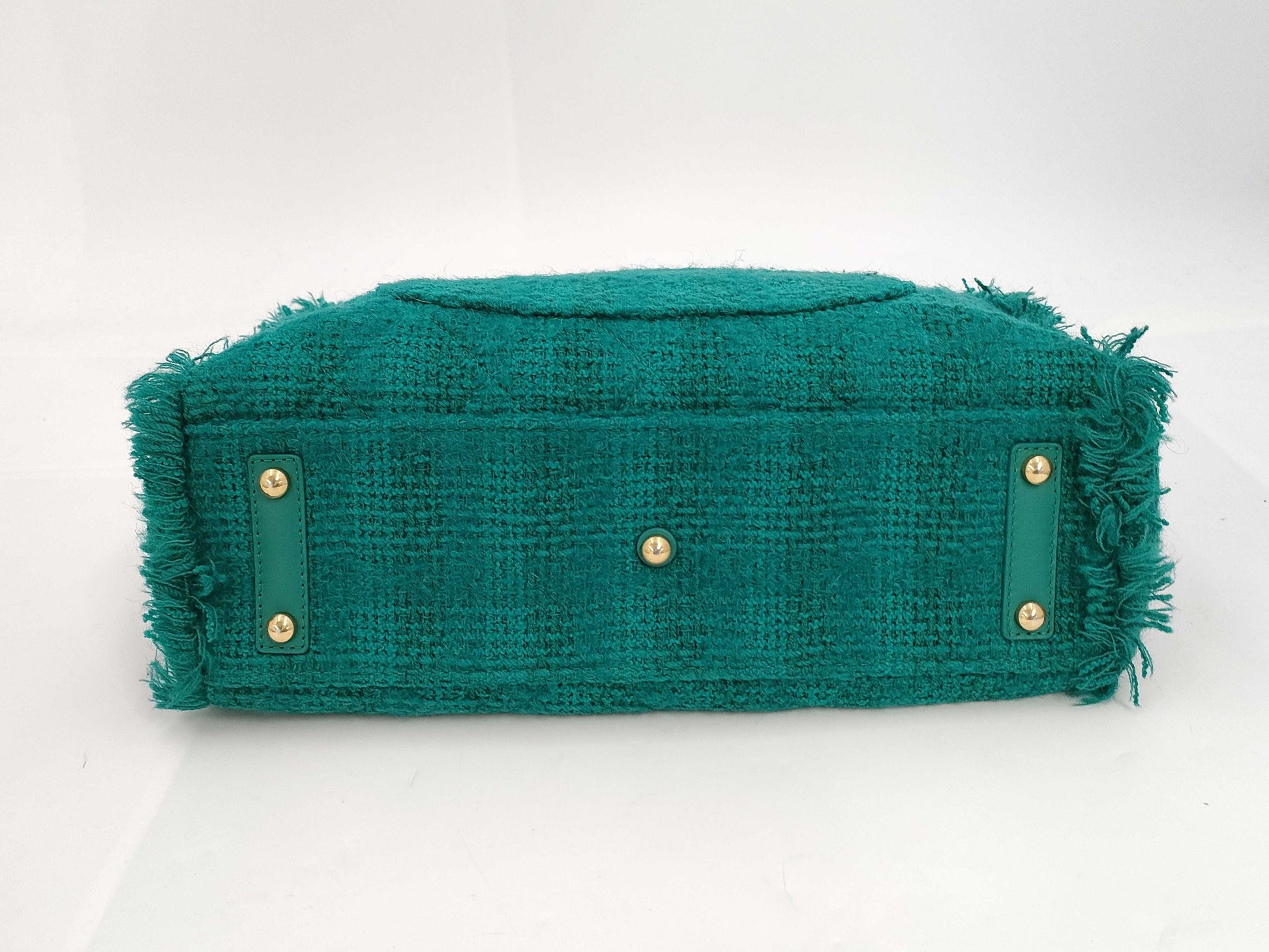 CHANEL Tweed Shopping Tote Bag, Green