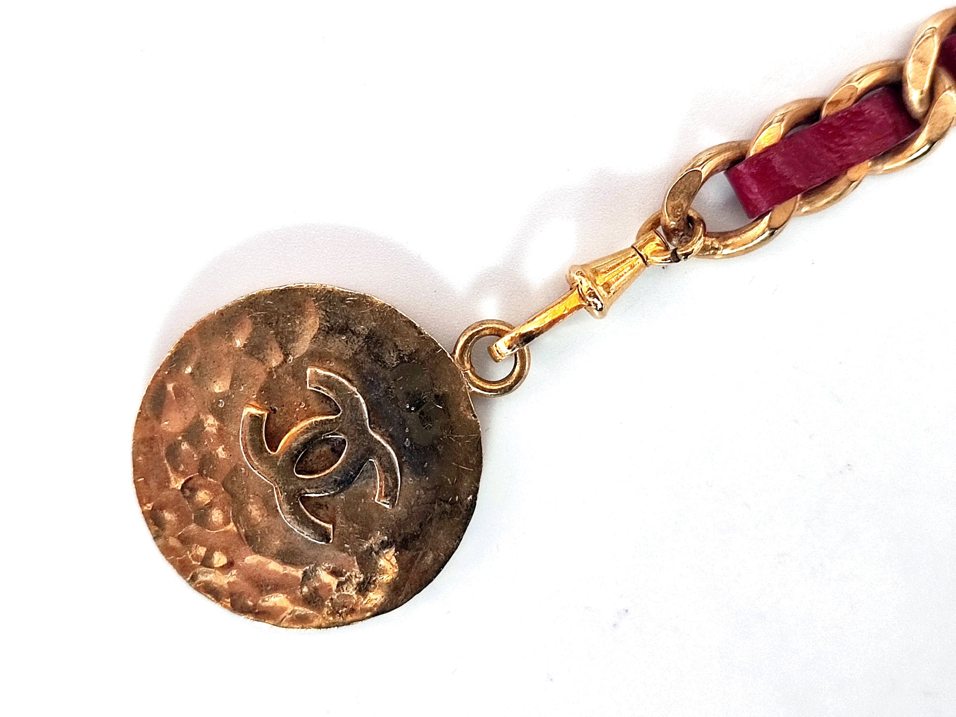 CHANEL Coco Mark Leather Chain Belt