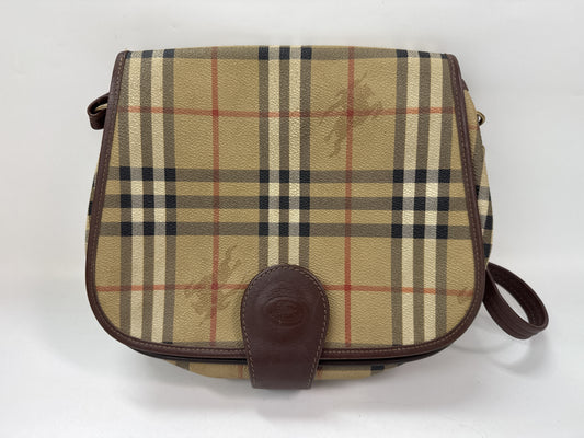 BURBERRY Nova Check PVC x Leather Shoulder Bag