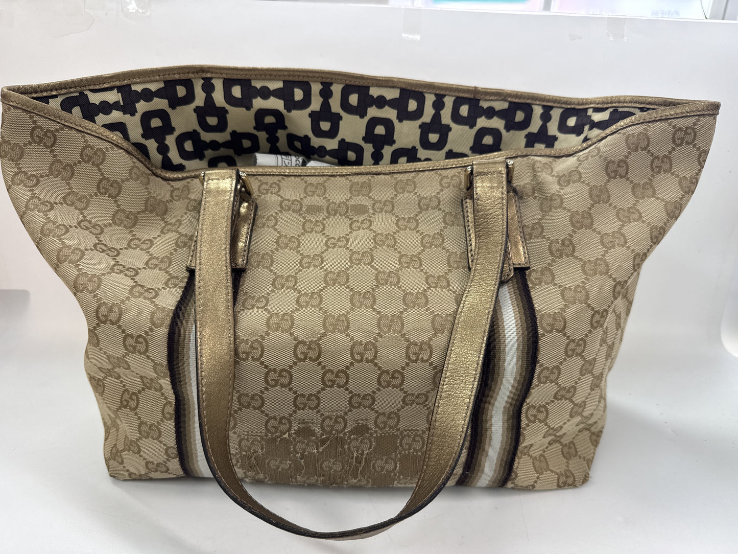 GUCCI GG Canvas Tote Bag with Charm