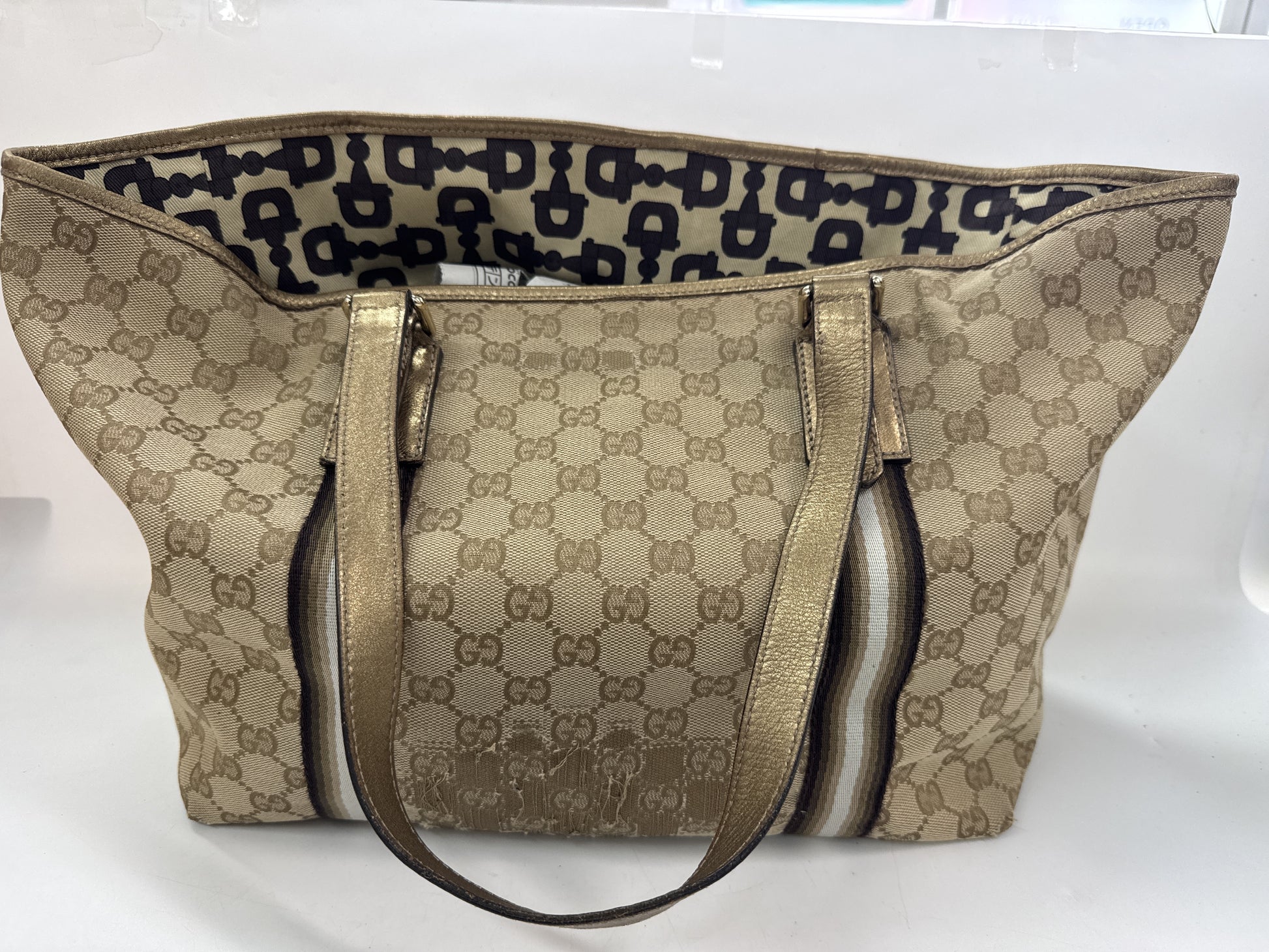 GUCCI GG Canvas Tote Bag with Charm