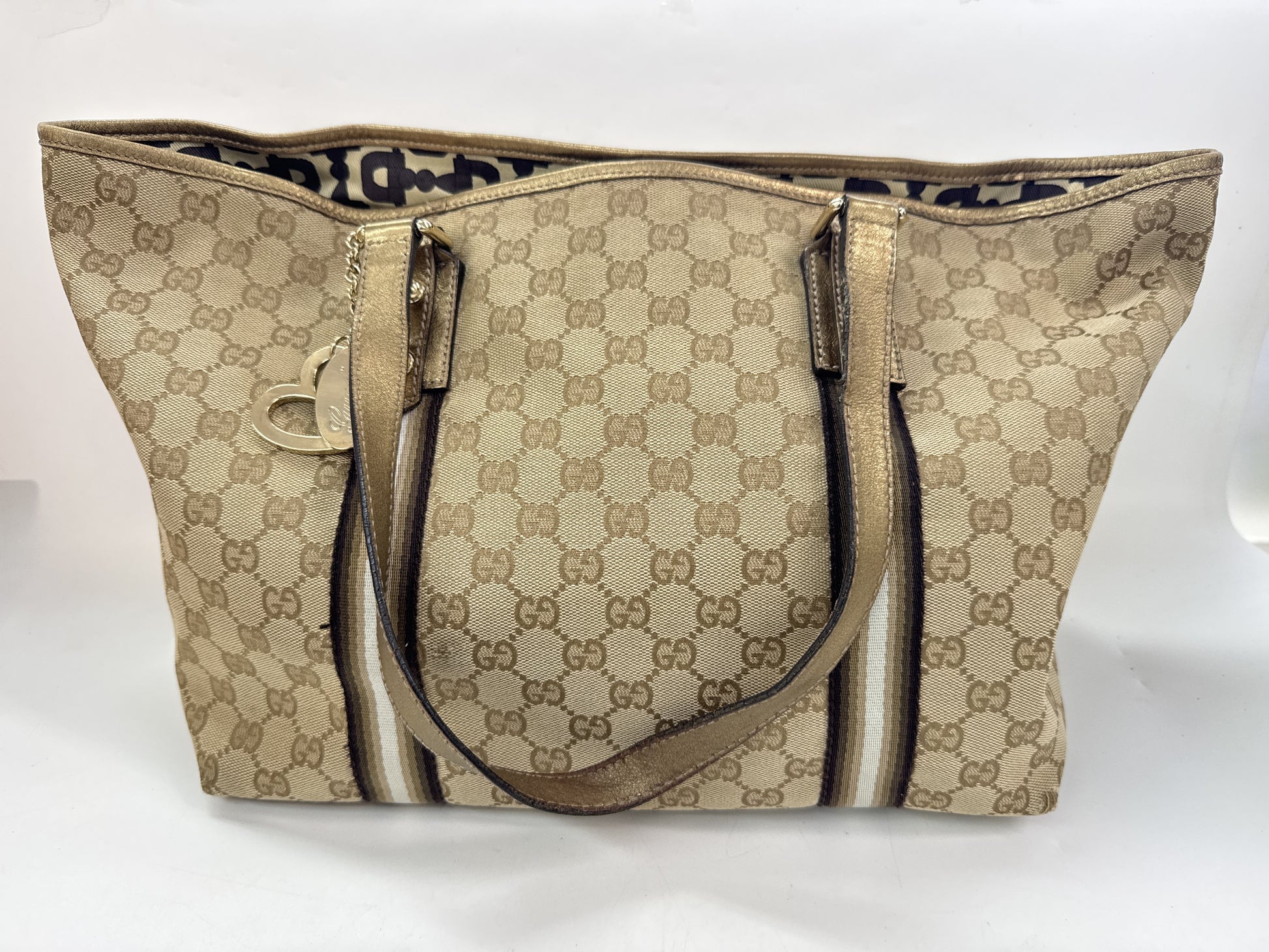 GUCCI GG Canvas Tote Bag with Charm