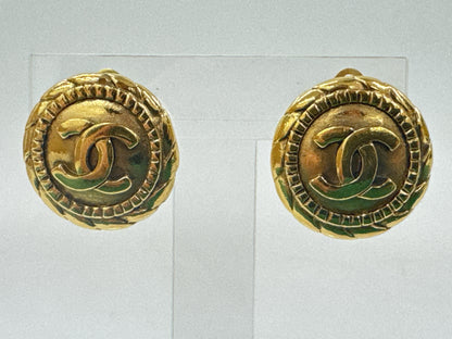CHANEL Coco Mark Circle Earrings Gold Earrings