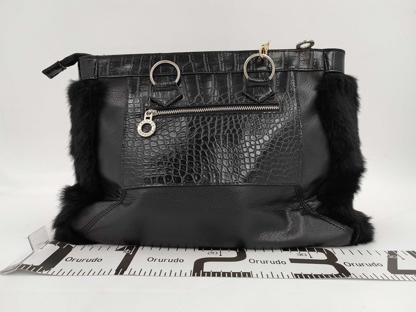 VERSACE VERSACE Fur Crocodile Tote Bag
