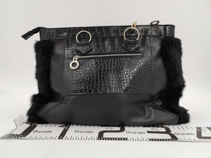 VERSACE VERSACE Fur Crocodile Tote Bag
