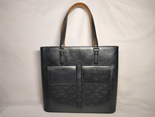 LOUIS VUITTON Vuitton M55105 Wilwood Tote Bag Monogram Matte Leather Navy