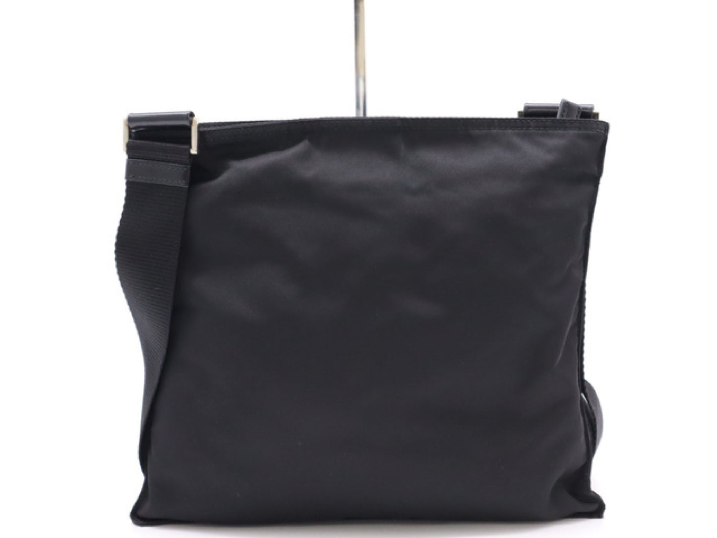 PRADA Nylon Logo Plate Square Shoulder Bag Black Shoulder Bag