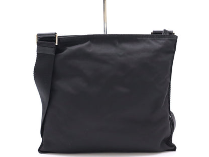 PRADA Nylon Logo Plate Square Shoulder Bag Black Shoulder Bag
