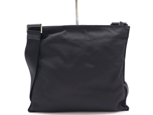 PRADA Nylon Logo Plate Square Shoulder Bag Black Shoulder Bag