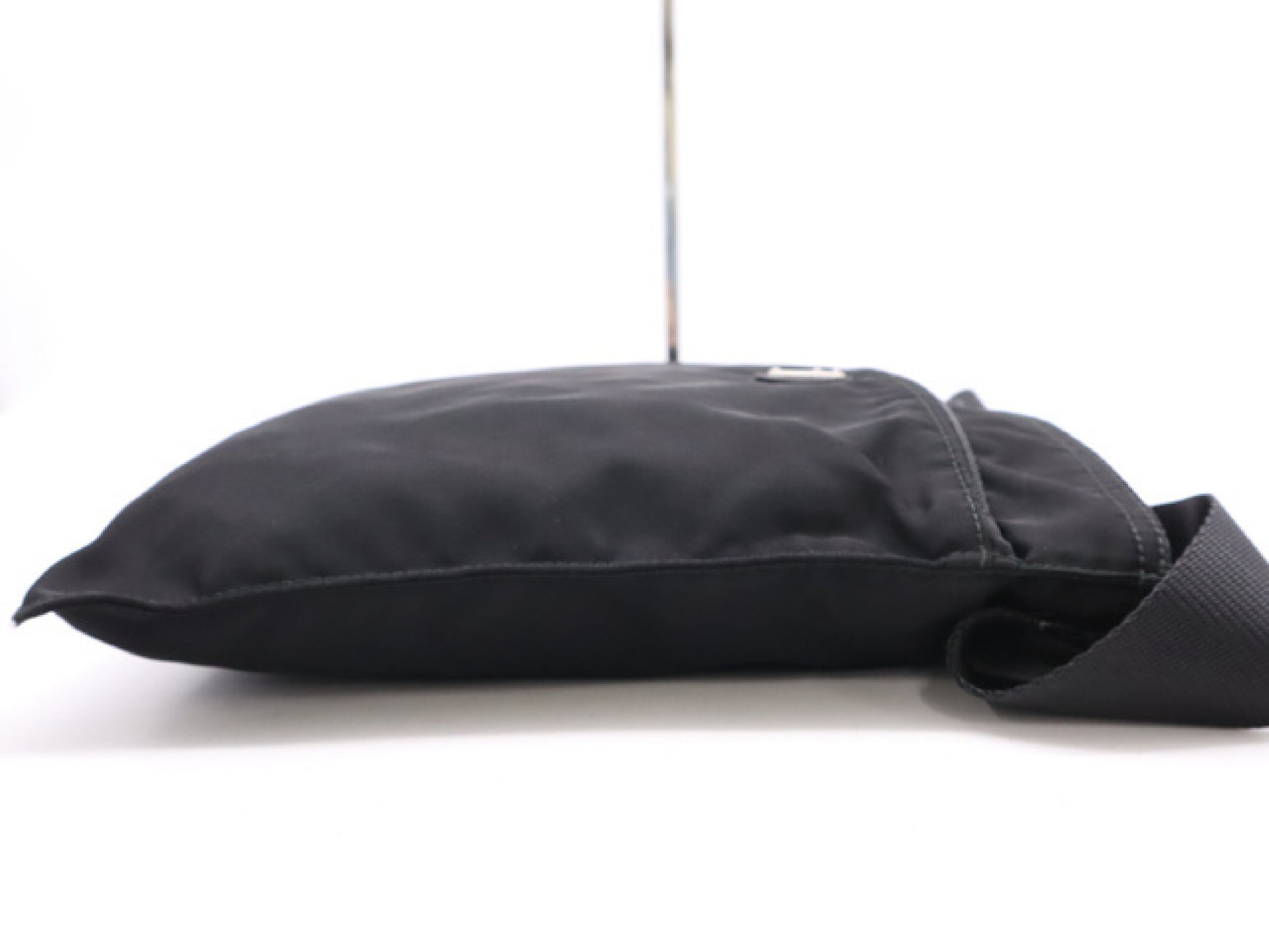 PRADA Nylon Logo Plate Square Shoulder Bag Black Shoulder Bag