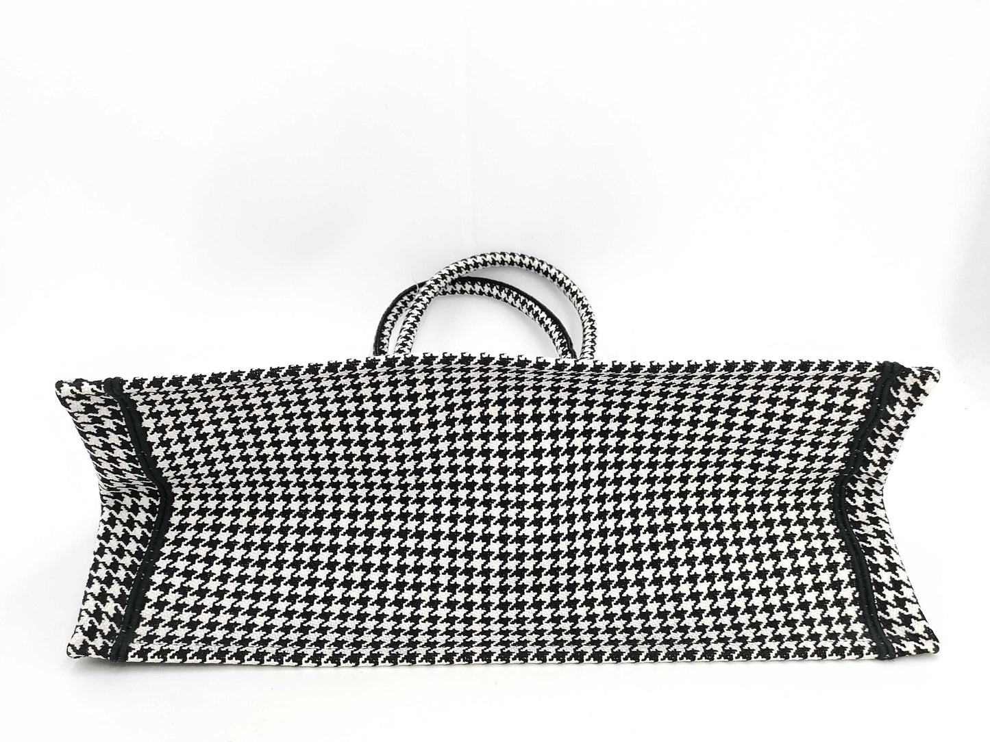 Dior Christian Dior Book Tote Medium Canvas Black Houndstooth Tote Bag