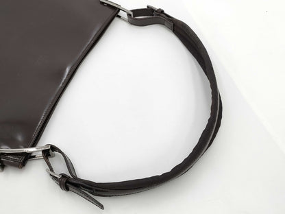 GUCCI One-Shoulder Leather Shoulder Bag, Dark Brown, 001-3193