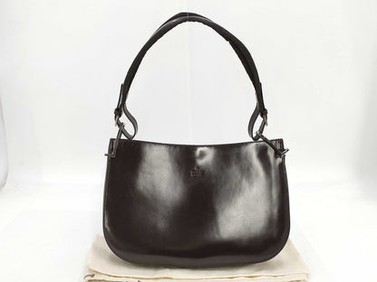 GUCCI One-Shoulder Leather Shoulder Bag, Dark Brown, 001-3193