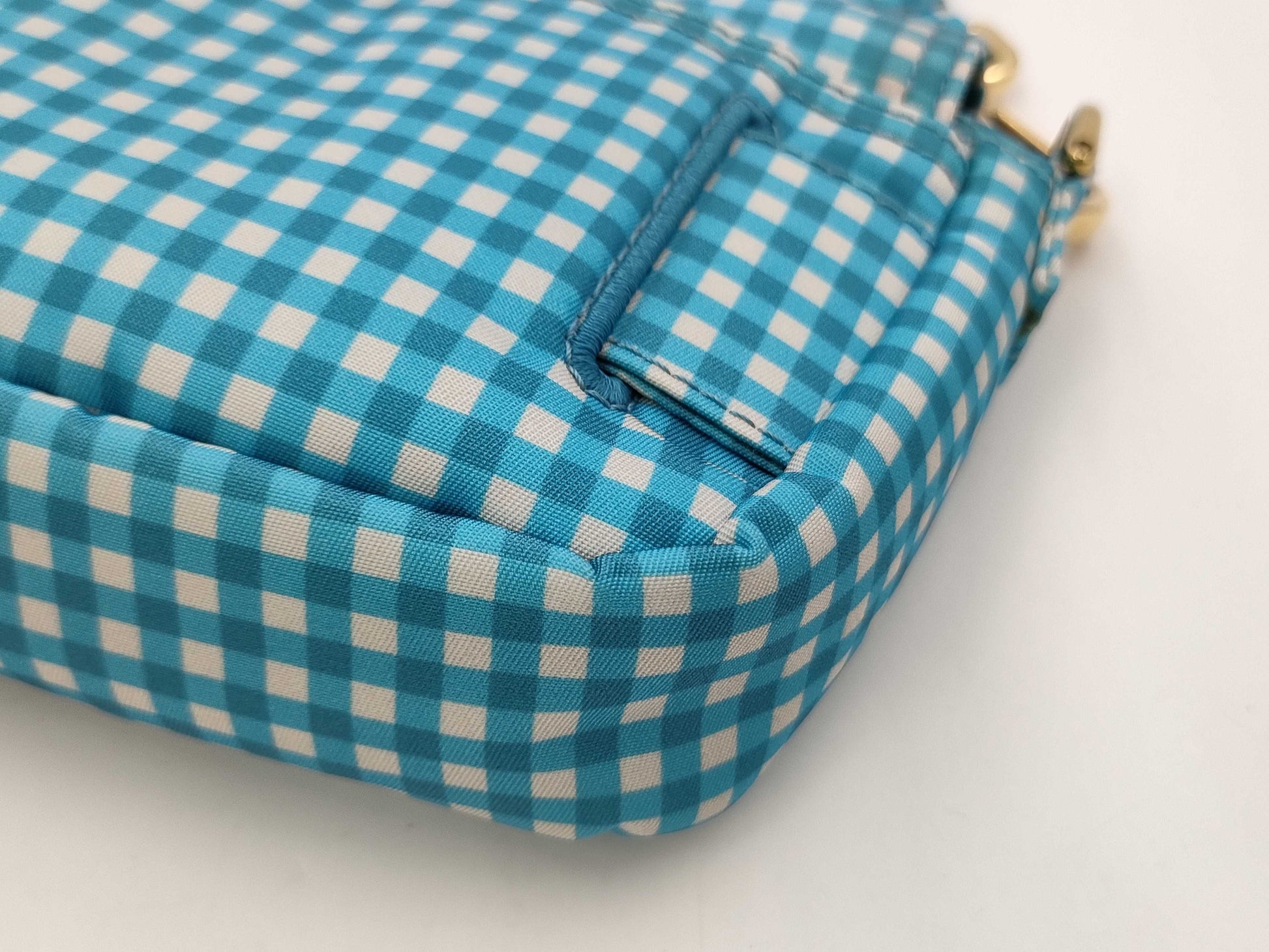 FENDI 2-way nylon bag, blue and white check shoulder bag