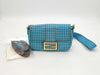 FENDI 2-way nylon bag, blue and white check shoulder bag
