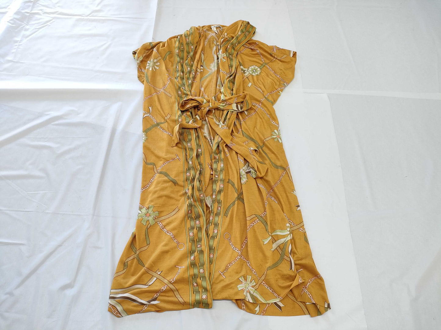 HERMES Long Silk Cardigan, Orange, Size 38