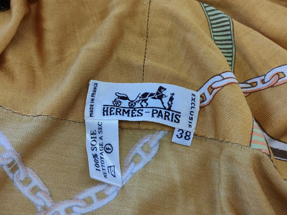 HERMES Long Silk Cardigan, Orange, Size 38