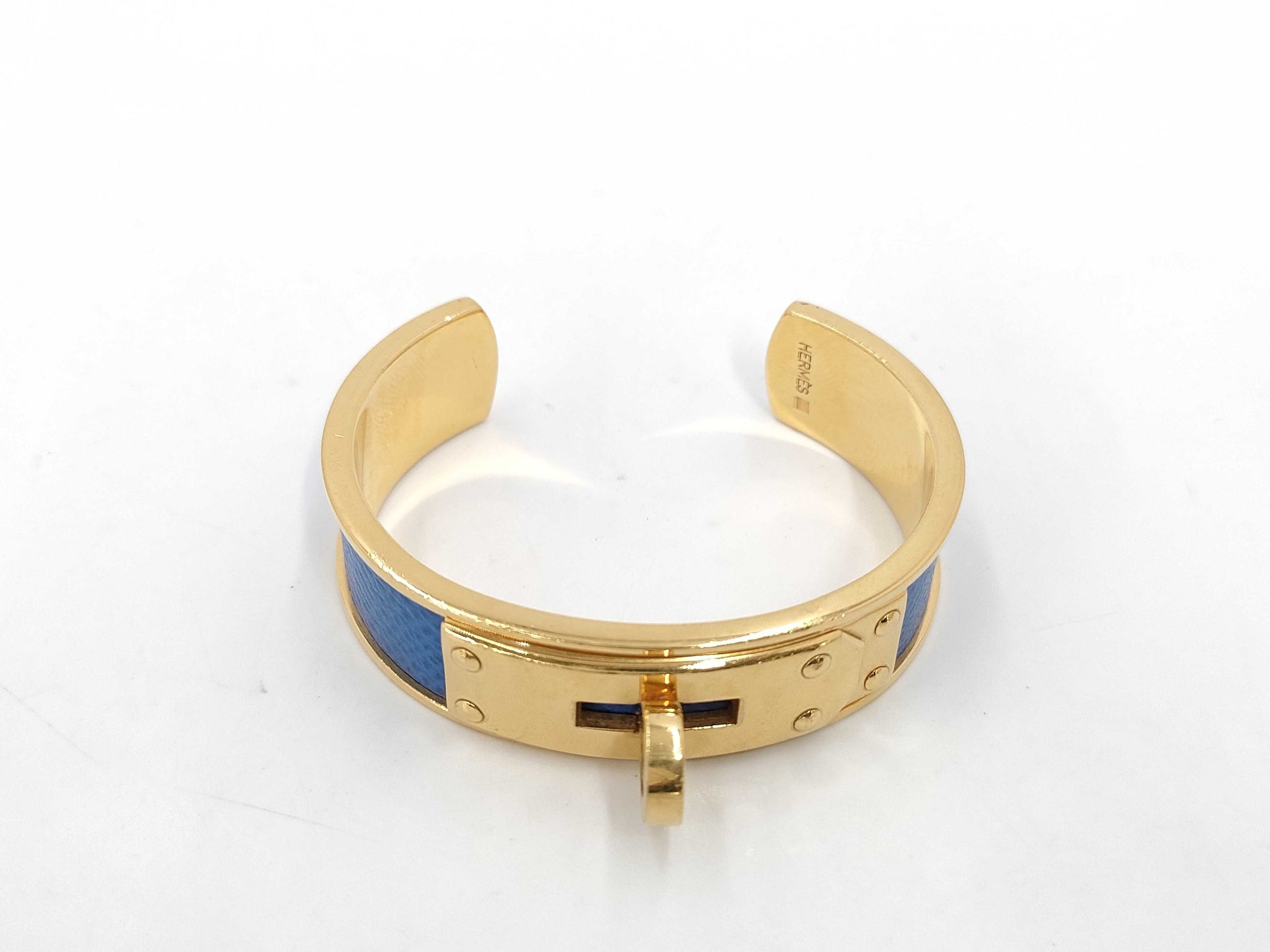 HERMES Kelly Gold and Blue Bangle Bracelet/Bangle