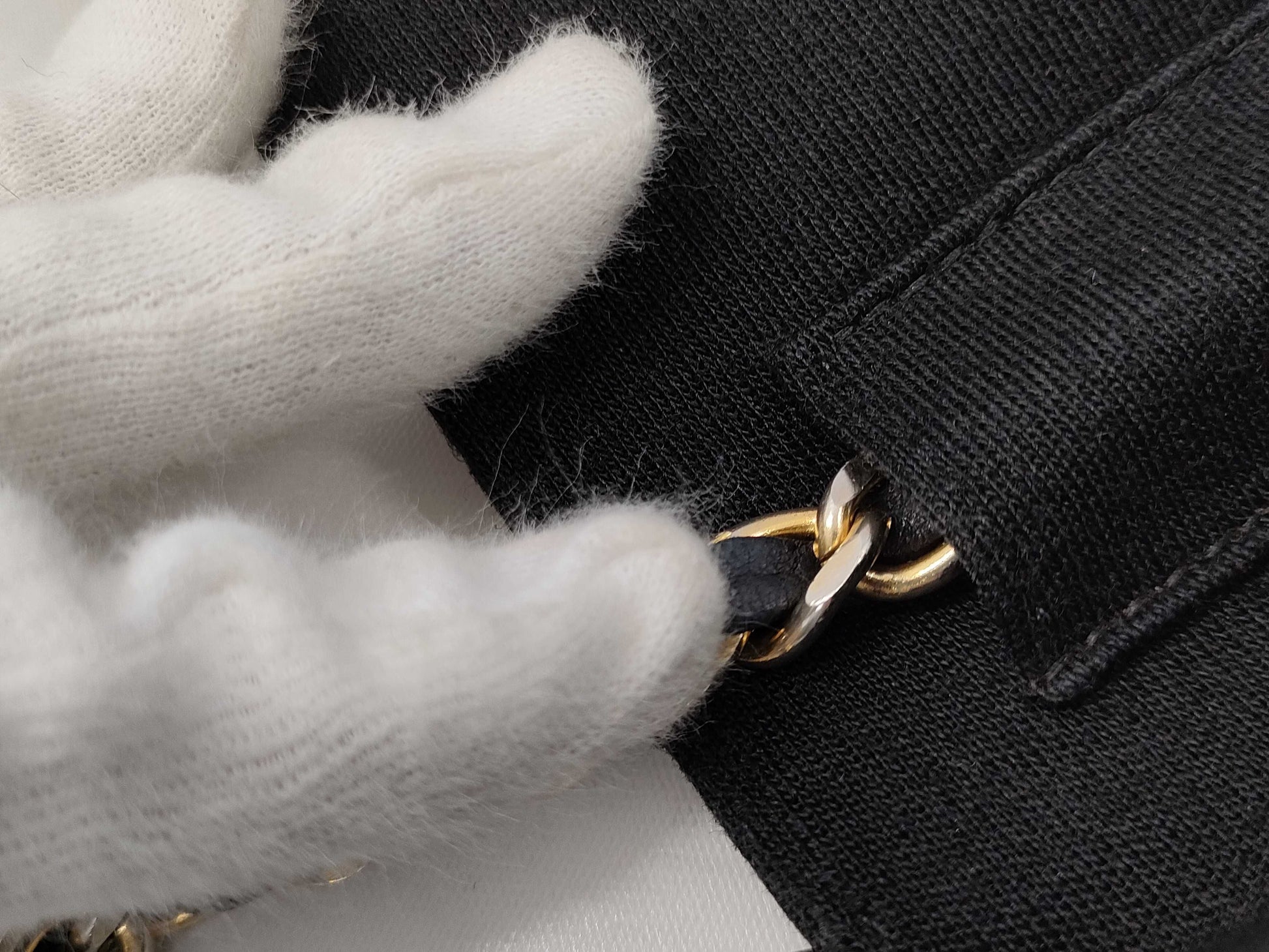 CHANEL Black Cotton Shoulder Bag