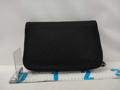 CHANEL Black Cotton Shoulder Bag