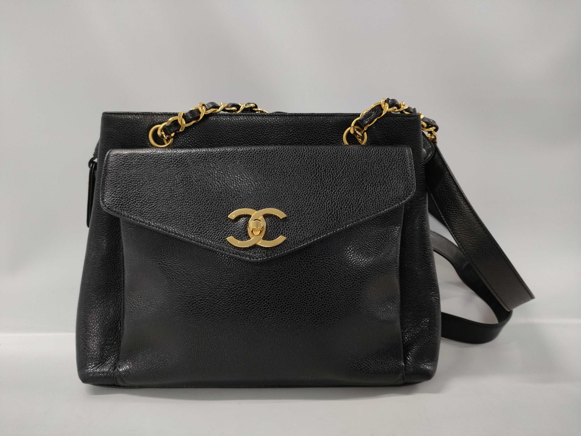 CHANEL Caviar Skin Tote Bag Black Tote Bag