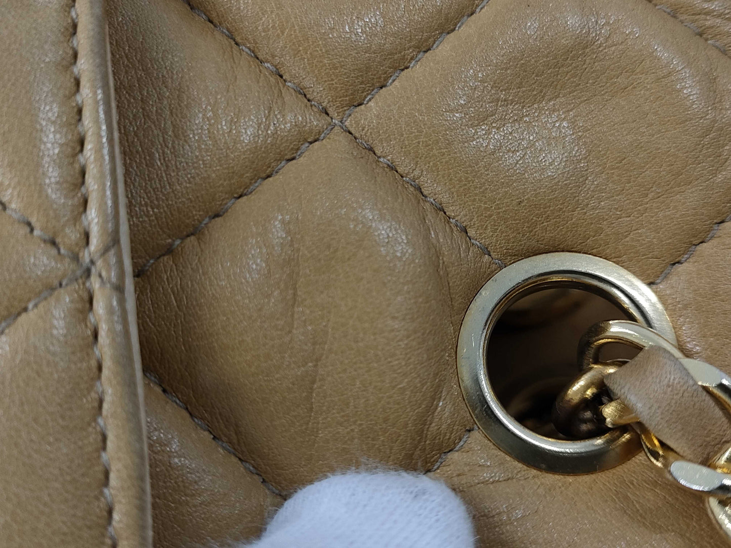 CHANEL Matelasse Double Chain Beige Tote Bag