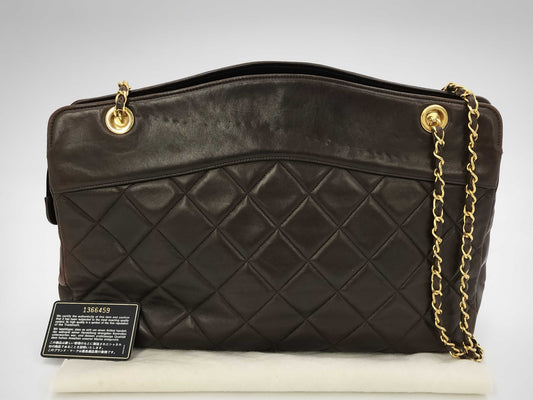 CHANEL Lambskin Chain Tote Shoulder Bag