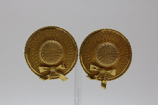CHANEL straw hat earrings