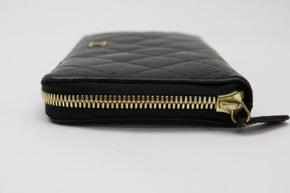 CHANEL Caviar Skin Coco Mark Zippy Wallet