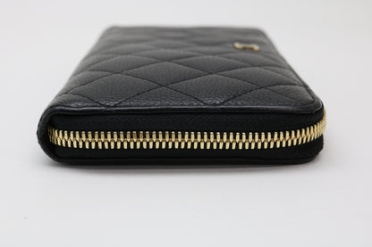 CHANEL Caviar Skin Coco Mark Zippy Wallet