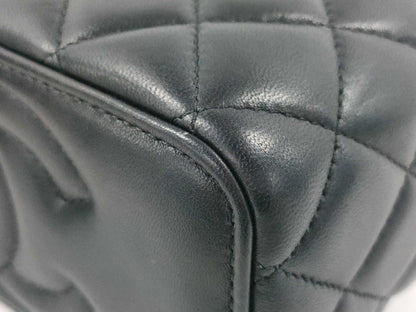 CHANEL Coco Mark Matelasse Lambskin Heart Chain Mini Vanity Bag Black Shoulder Bag