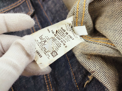 Helmut Lang cuffed sleeve denim jacket in indigo, size 42