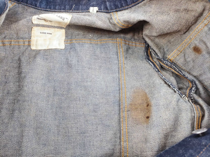 Helmut Lang cuffed sleeve denim jacket in indigo, size 42