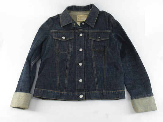Helmut Lang cuffed sleeve denim jacket in indigo, size 42