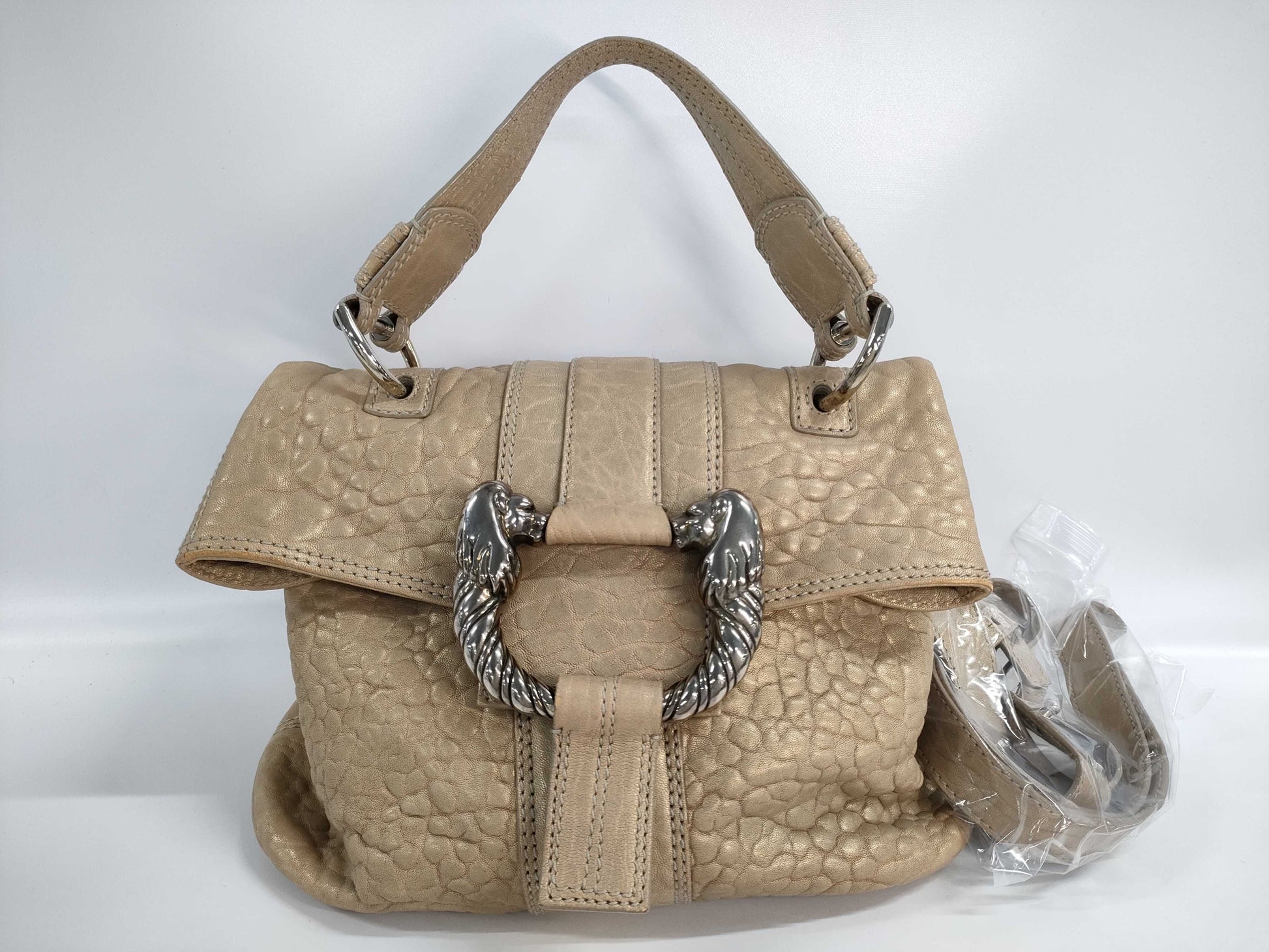 BVLGARI Leoni Leather 2-Way Handbag Brown