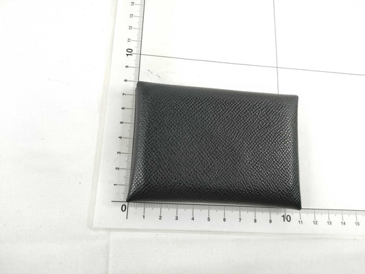 HERMES Calvi Duo Black Epson Silver Hardware B Stamp Coin Case