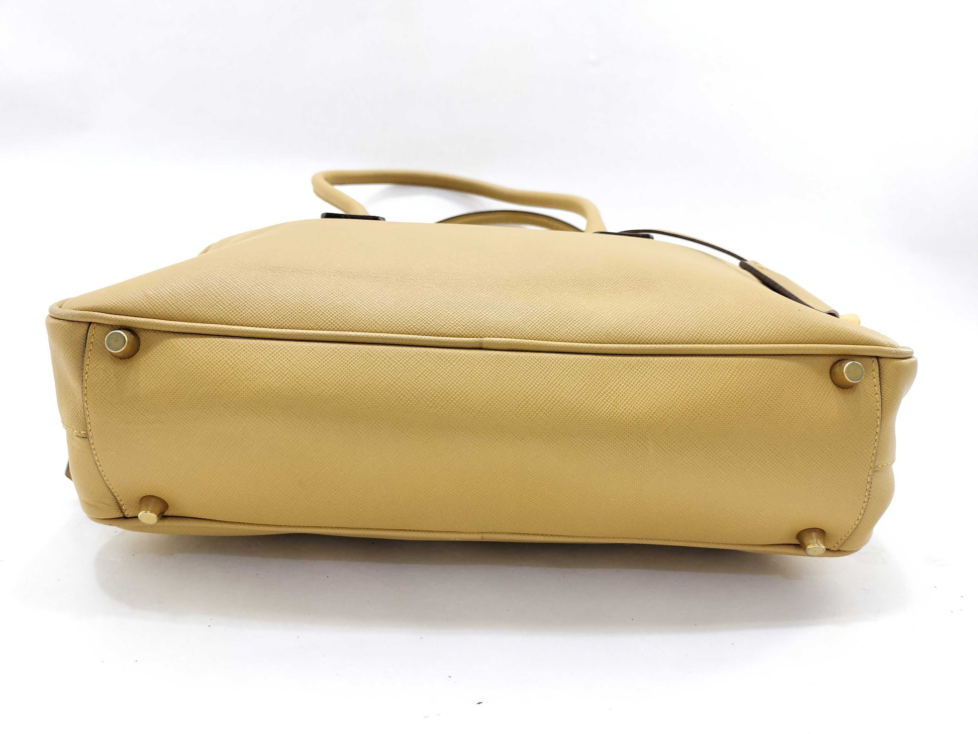 PRADA Saffiano Square Tote Bag with Logo Plate