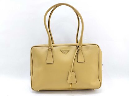 PRADA Saffiano Square Tote Bag with Logo Plate