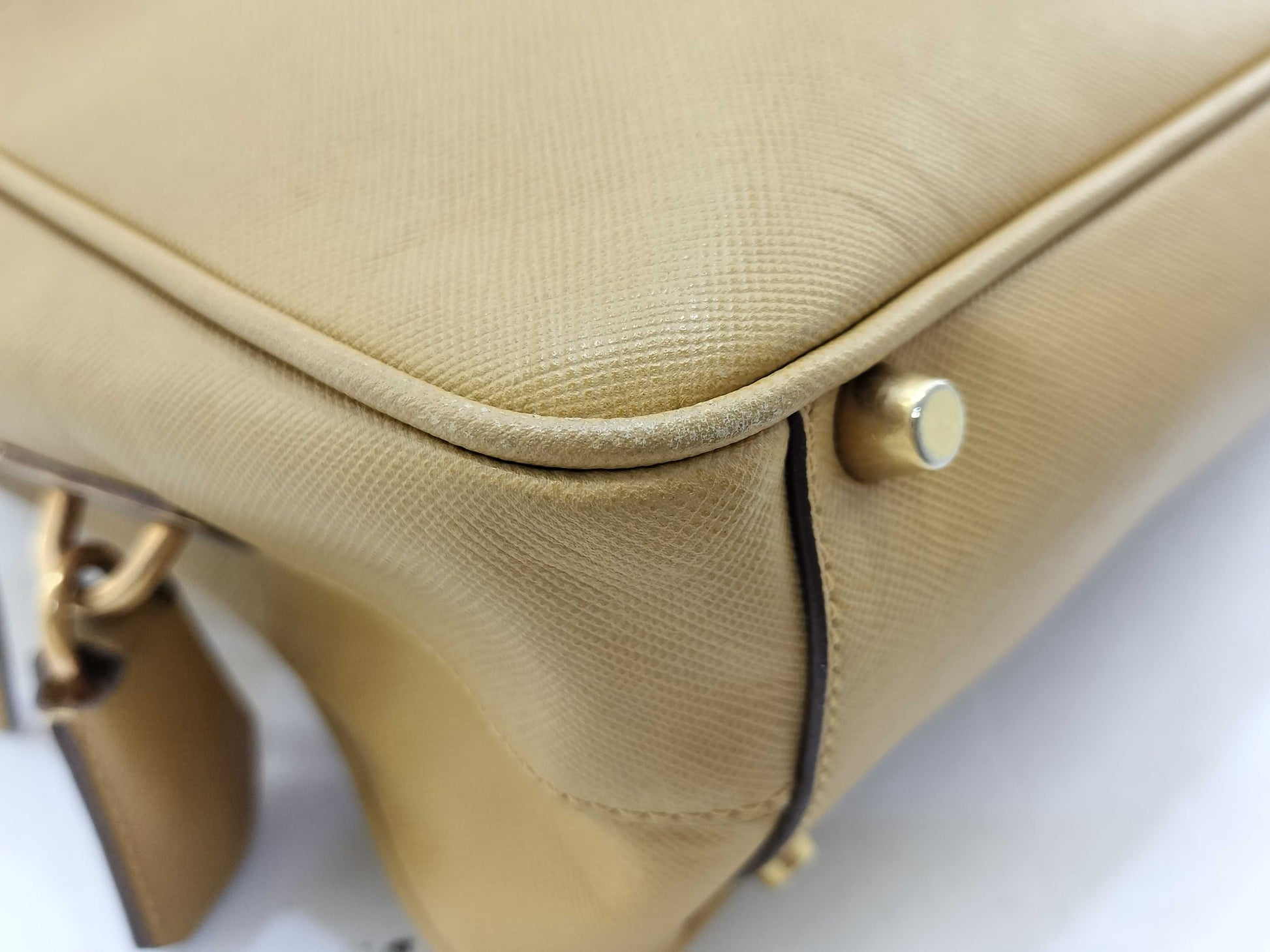 PRADA Saffiano Square Tote Bag with Logo Plate