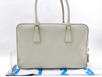 PRADA Saffiano Square Tote Bag with Logo Plate