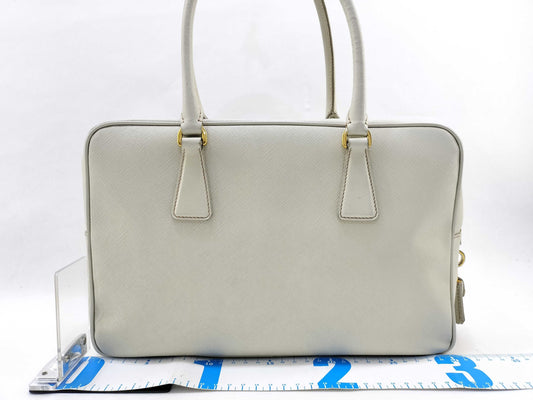 PRADA Saffiano Square Tote Bag with Logo Plate