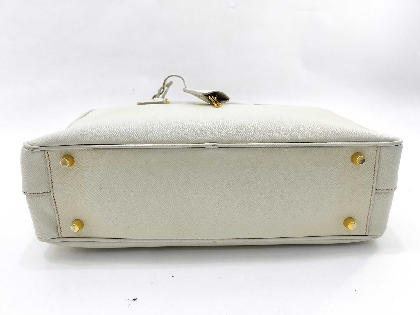 PRADA Saffiano Square Tote Bag with Logo Plate