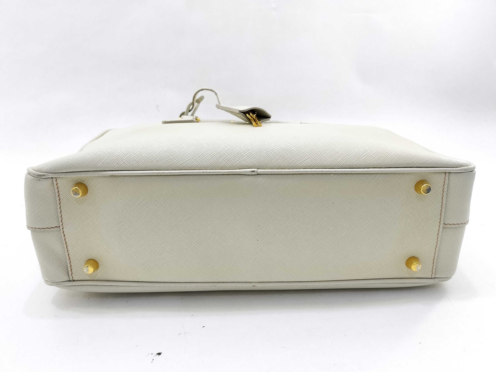 PRADA Saffiano Square Tote Bag with Logo Plate