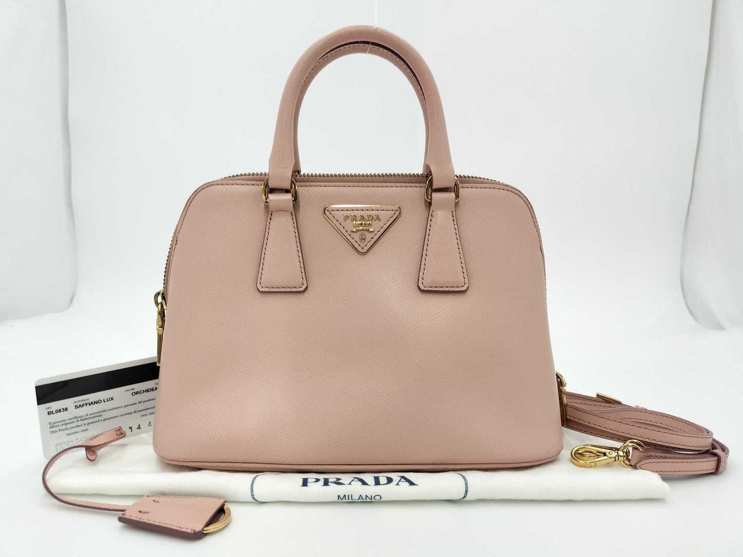 PRADA Saffiano 2-Way Shoulder Bag with Card Holder