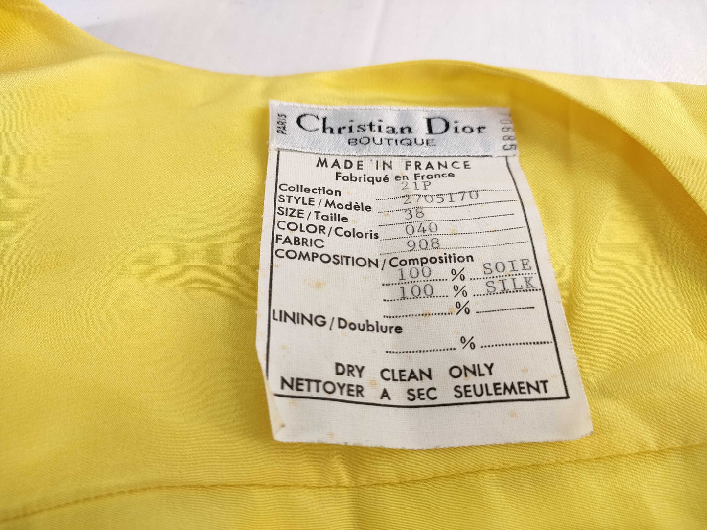 Dior Christian Dior Short Sleeve Blouse Yellow Tops