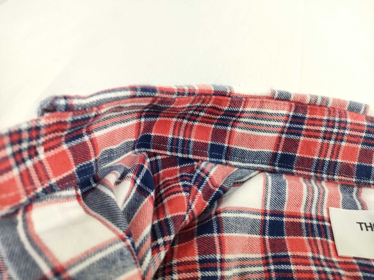 THOM BROWNE Long Sleeve Check Shirt Red Tops